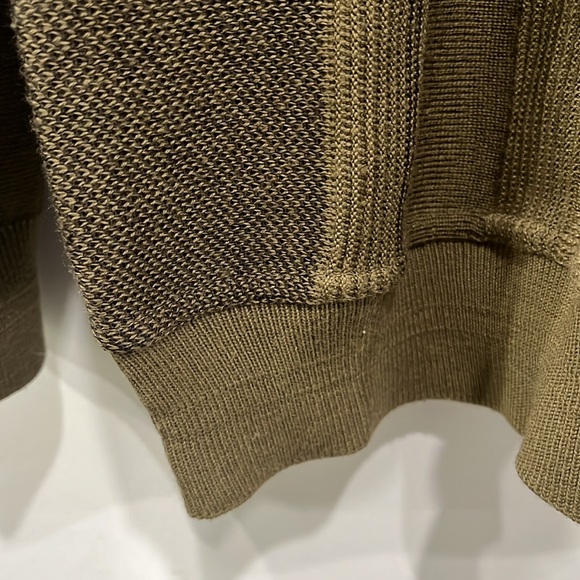 Vintage AEFFE Wool Blend Crewneck Sweater army green geo pattern knit size XL - Picture 4 of 11